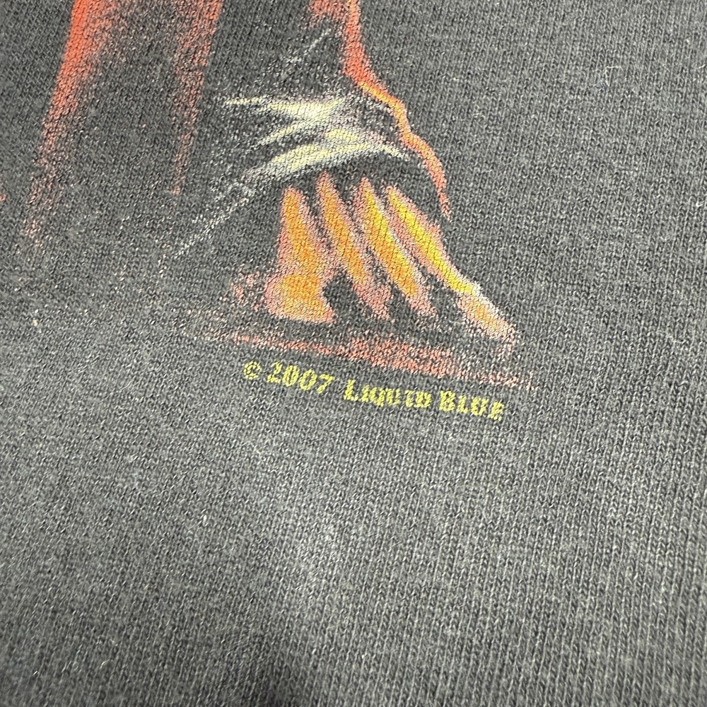 Liquid Blue Shirt Mens Medium Demon Guitar Flames Candles Rock Band 2007 Tee - Picture 3 of 13